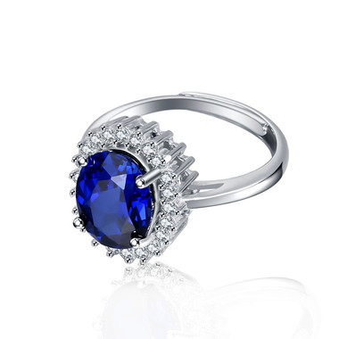 TANZANITE STERLING SILVER RING - PRINCESS